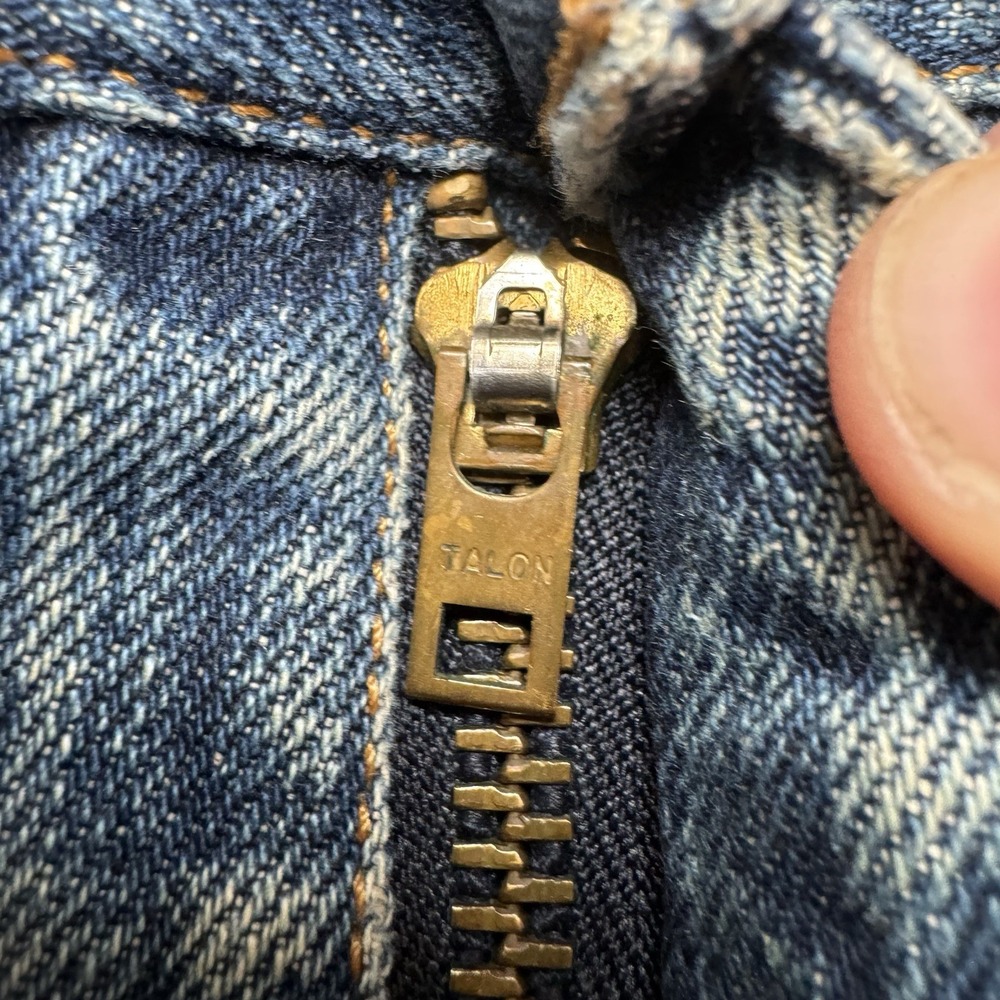 Vintage Levi's 502xx Jeans Mens 32x30 Blue Custom Patchwork Big E Talon Zip - Picture 5 of 16